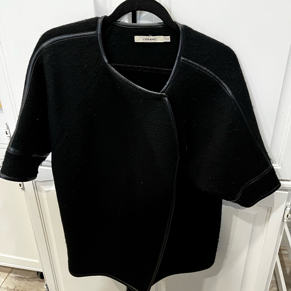 J Brand wool coat with leather trim